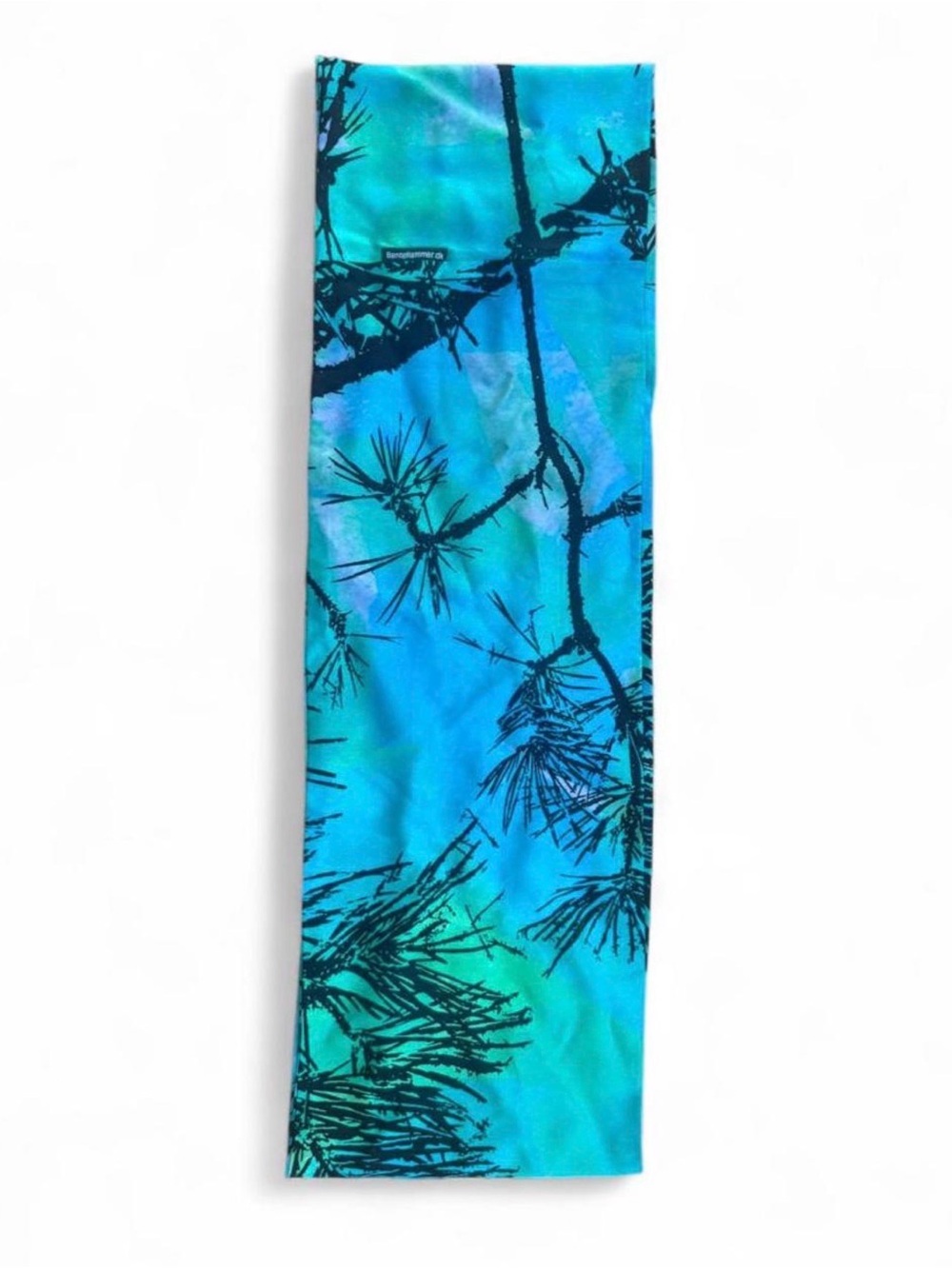 Bente Hammer DK silk infinity scarf teal blue green black abstract tree print os
